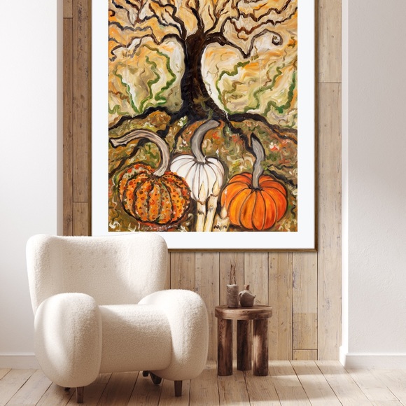 Pumpkin Patch Art Print Oil Painting Halloween gothic witchy autumn fall decor - Picture 6 of 10